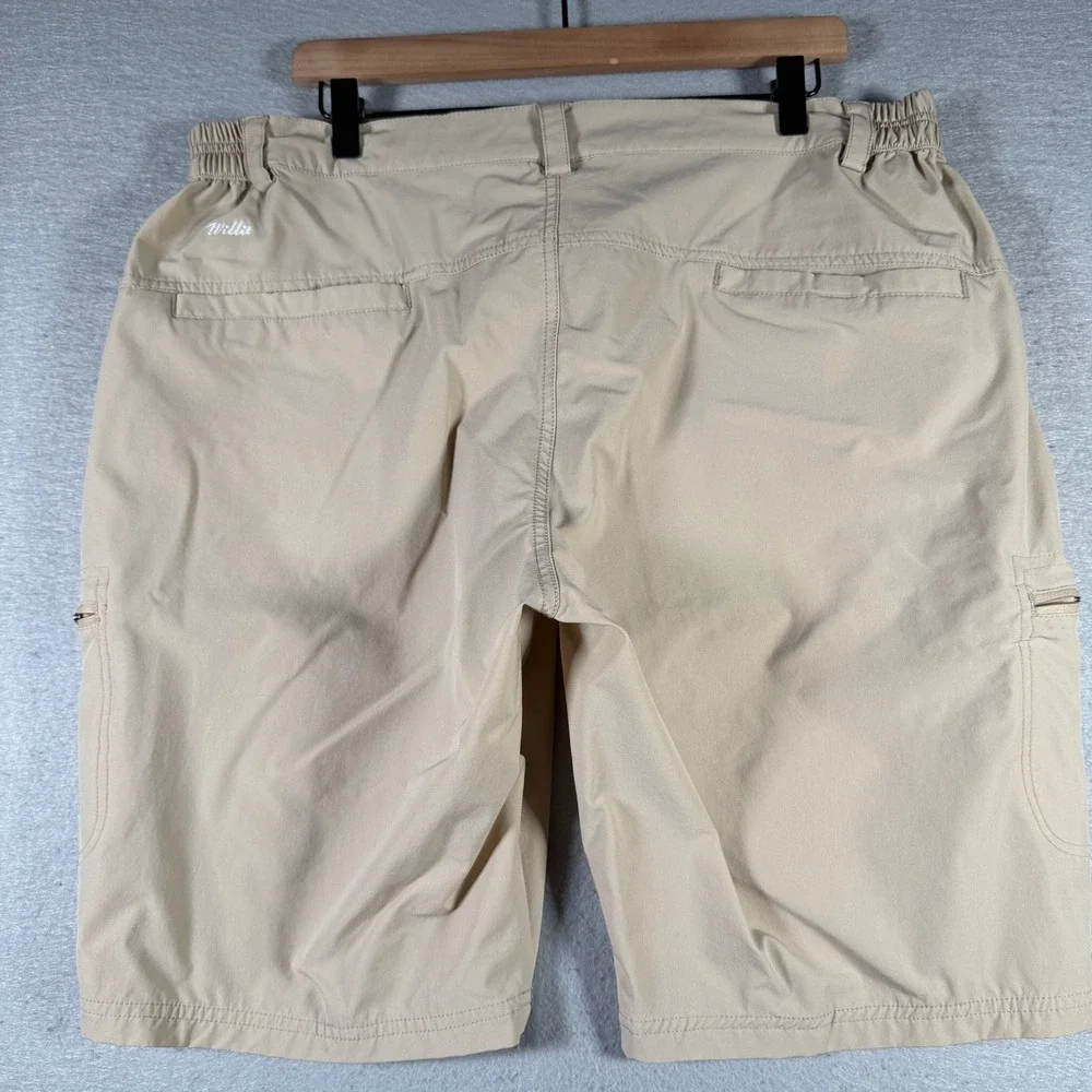 Willit Mens Cargo Hiking‎ Shorts XXL Khaki Tan Nylon Spandex Stretch Quick Dry